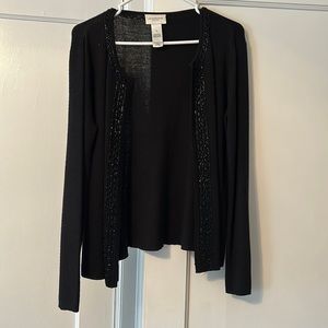 Long sleeve open front embellished cardigan.